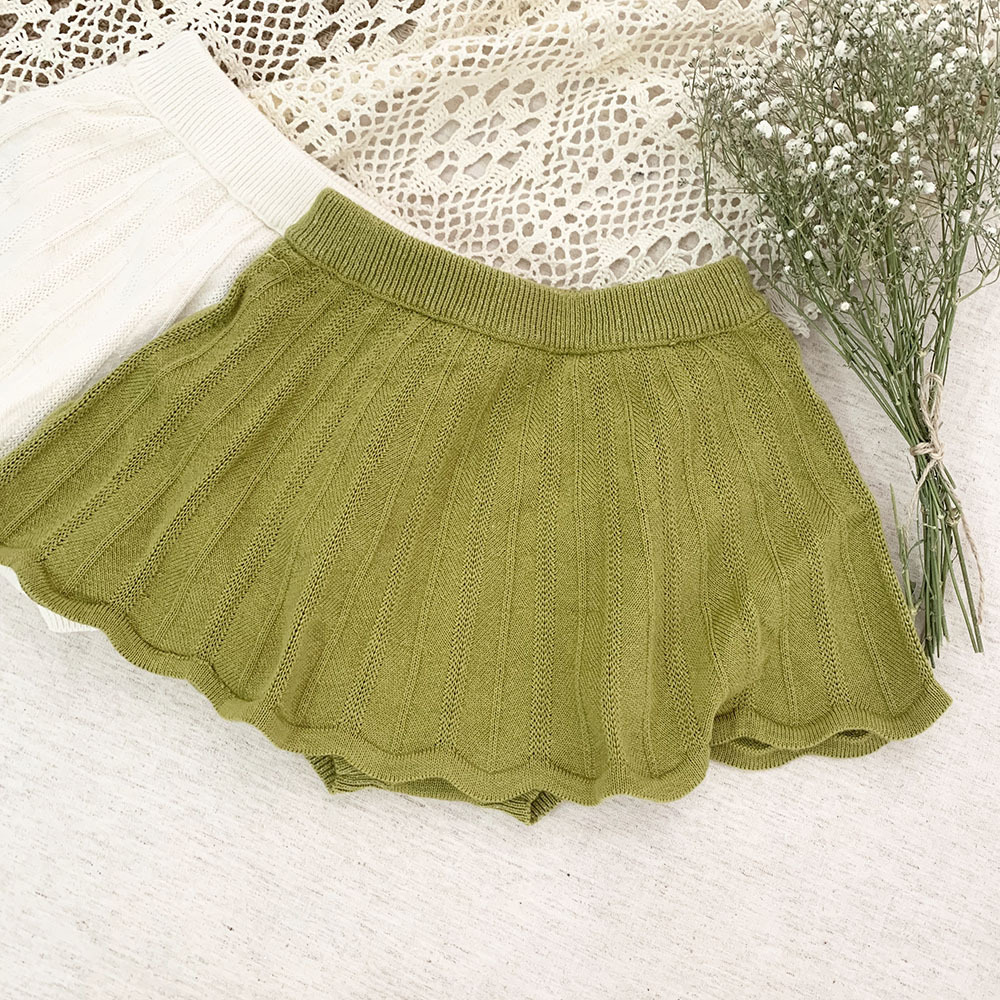 Solid color knit peplum pantskirt