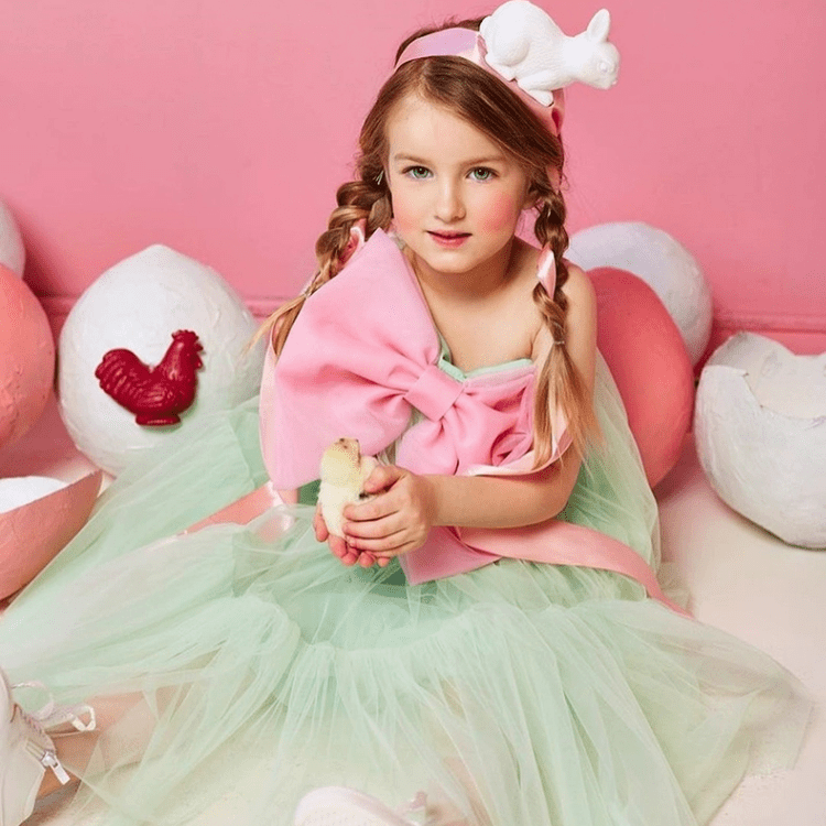 big bow tulle girl dress