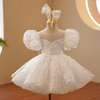 Princess Sequins Puff Sleeve Dress