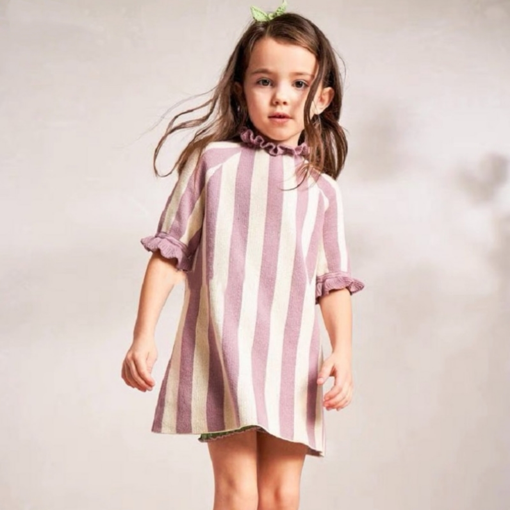 100% Cotton Sweater Striped Dress