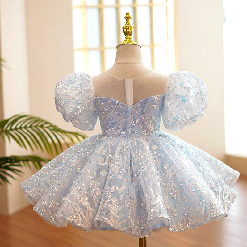 Princess Sequins Puff Sleeve Dress