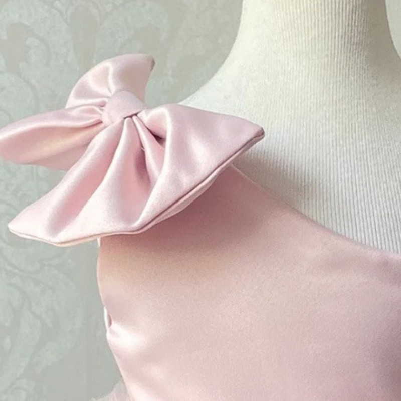 One-Shoulder Bow Layered Tutu Dress