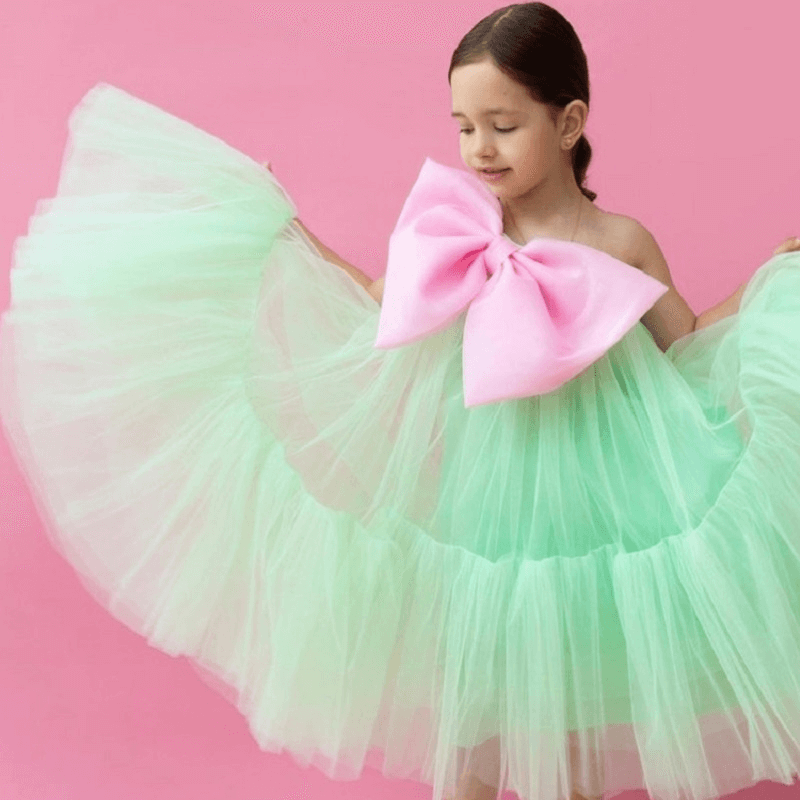 Big Bow Tutu Off Shoulder Dress