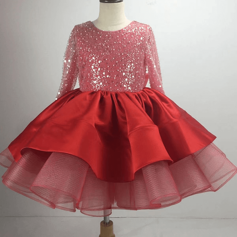 Sequins Long Sleeve Tutu Dress