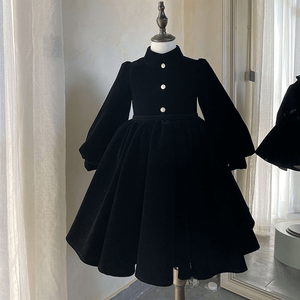 Shirt Collar Velvet Knee-Length Dress