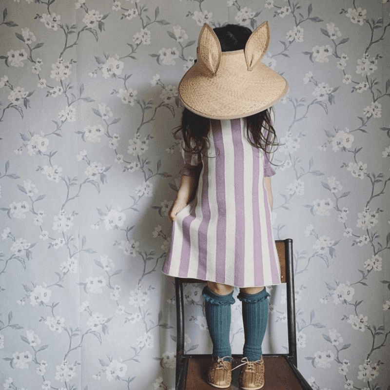 100% Cotton Sweater Striped Girl Purple Dress