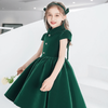 Shirt Collar Velvet Knee-Length Dress