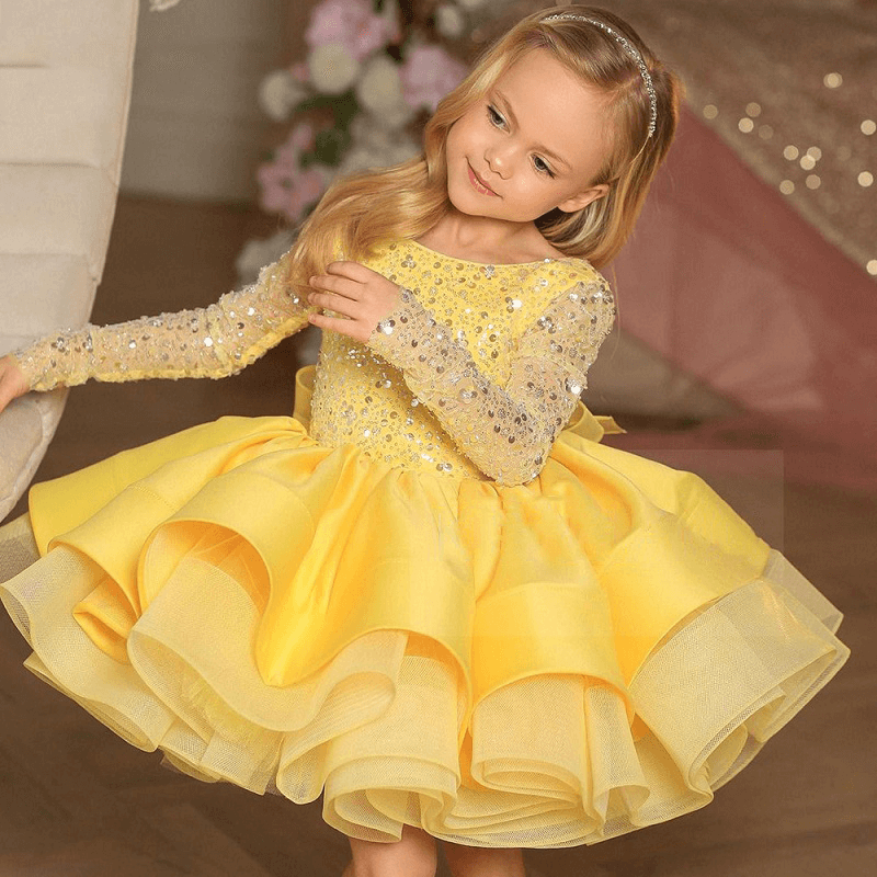 Sequins Long Sleeve Tutu Dress