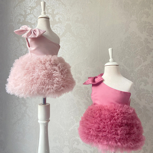 One-Shoulder Bow Layered Tutu Dress