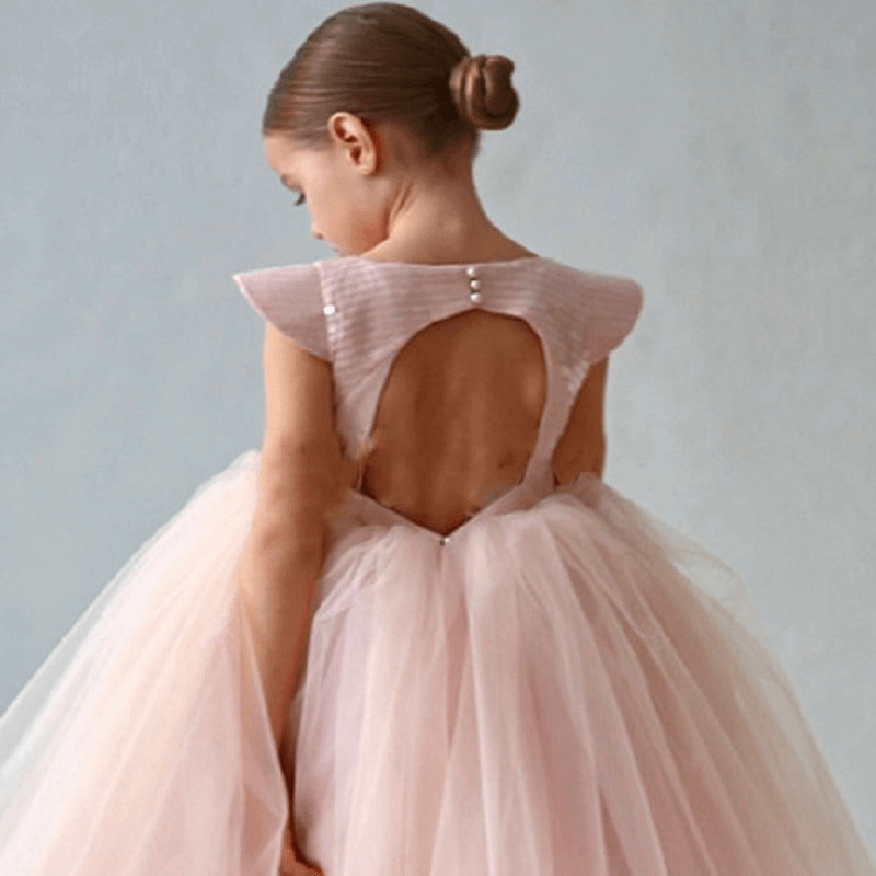 Backless Sequins Tulle Long Dress