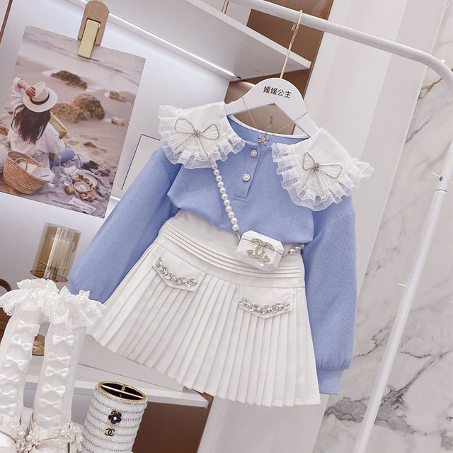 Rhinestone Blue Clothes Set 