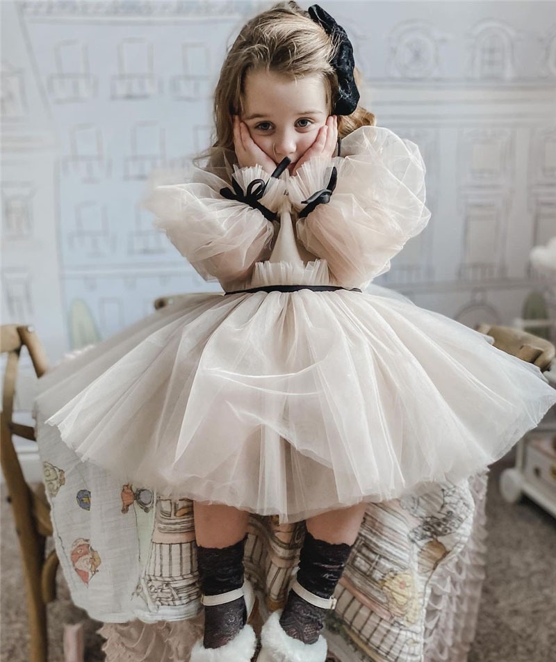 Princess Off Shoulder Tutu white Dress for girls