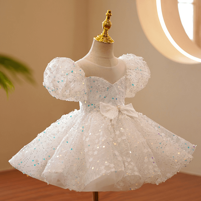 Princess Sequins Puff Sleeve Dress