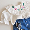 Embroidery Lace Short Sleeve Shirt