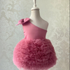 One-Shoulder Bow Layered Tutu Dress