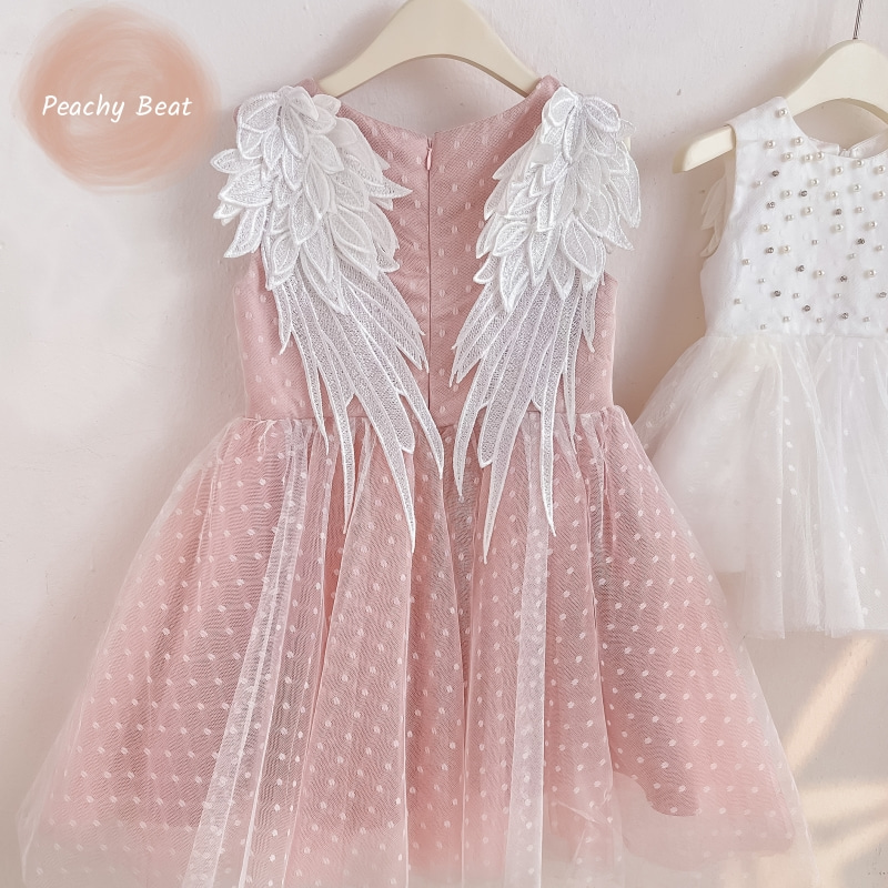 Princess Pearl Sleeveless Dress With Angel Wing