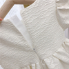 White Relief Puff Dress