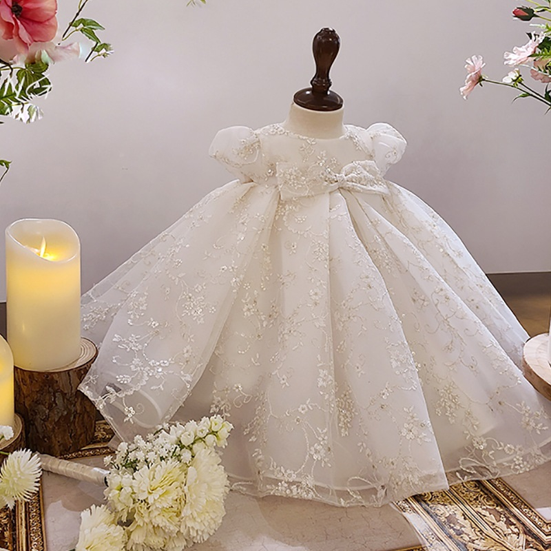 Luxury Flower Embroidery Tulle Dress