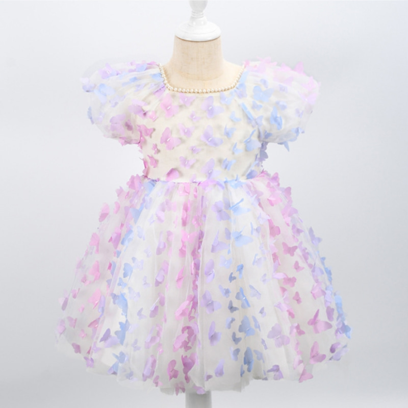 Gradient 3D Butterfly Tulle Dress