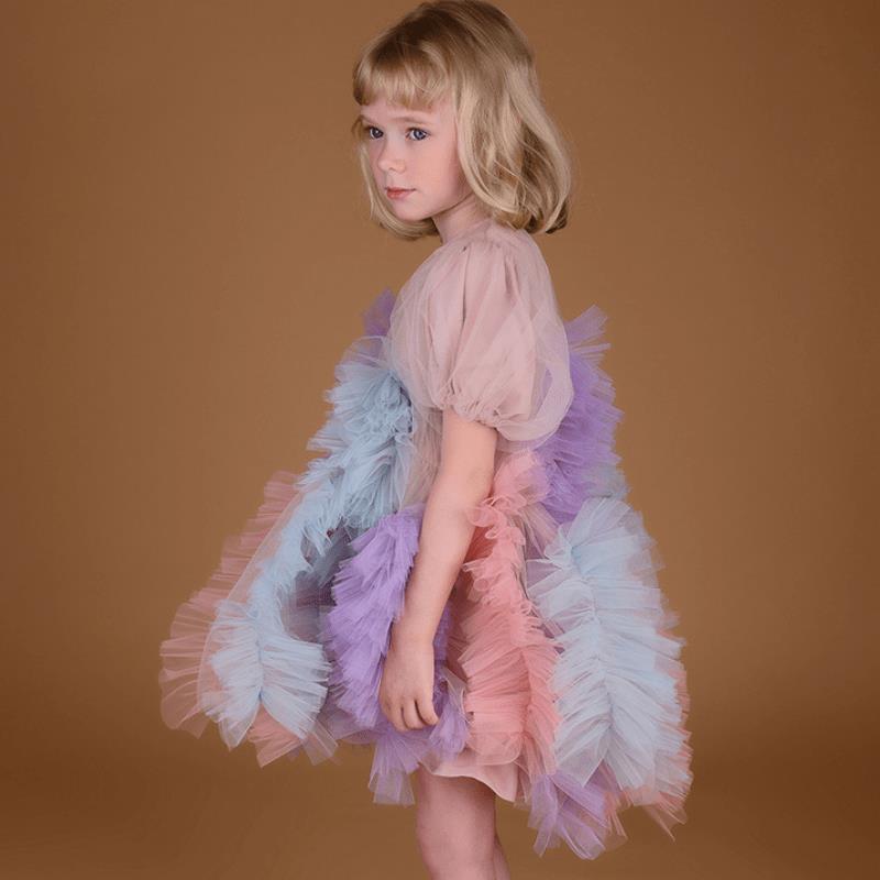 Colored Fluffy Gauze Dress