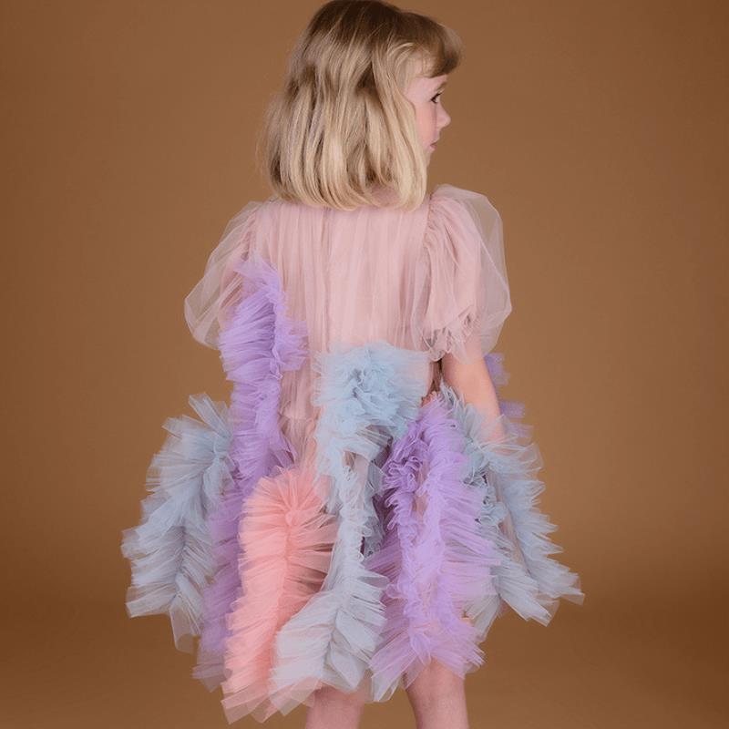 Colored Fluffy Gauze Dress