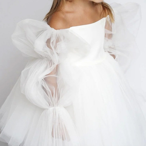 Off Shoulder Puff SleeveTutu Dress